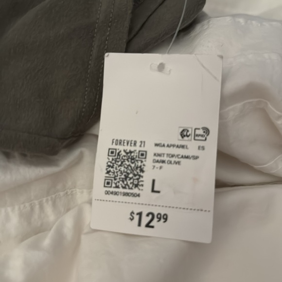 Crop Scoop Cami, L, Dark Olive Green - Picture 4 of 5